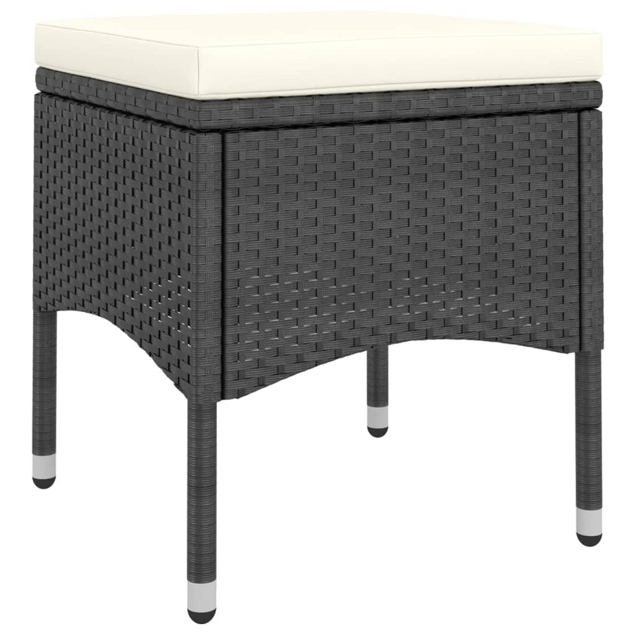 4 Piece Garden Chair and Stool Set Poly Rattan Black