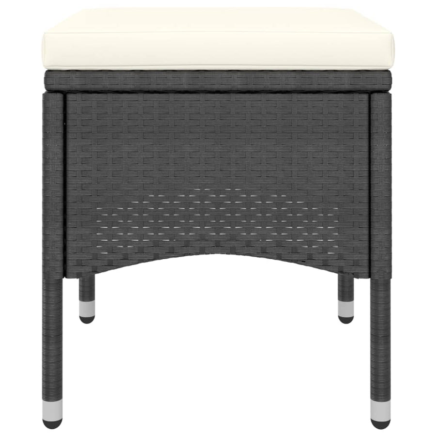 4 Piece Garden Chair and Stool Set Poly Rattan Black