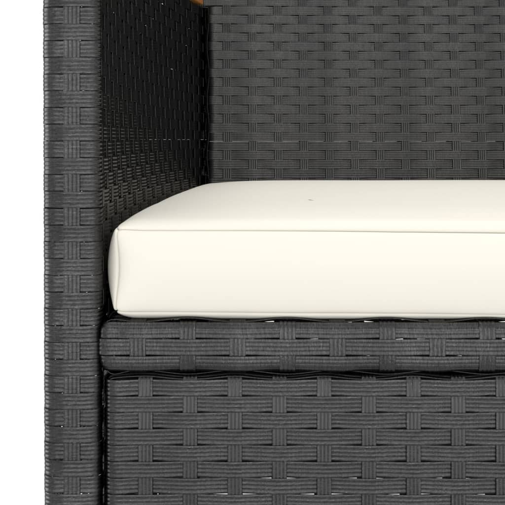 4 Piece Garden Chair and Stool Set Poly Rattan Black