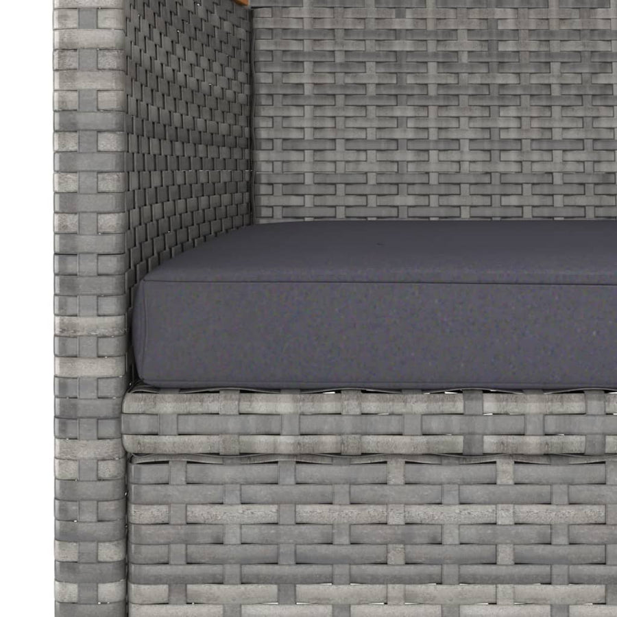 4 Piece Garden Chair and Stool Set Poly Rattan Grey
