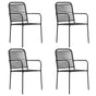 Garden Chairs 4 pcs Cotton Rope and Steel Black