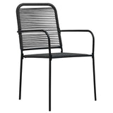 Garden Chairs 4 pcs Cotton Rope and Steel Black - Front View