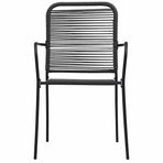 Garden Chairs 4 pcs Cotton Rope and Steel Black