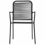 Garden Chairs 4 pcs Cotton Rope and Steel Black - Side View