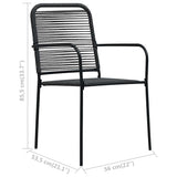 Garden Chairs 4 pcs Cotton Rope and Steel Black - Close-Up Angle
