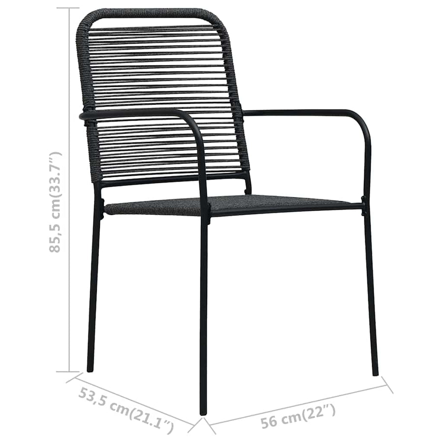 Garden Chairs 4 pcs Cotton Rope and Steel Black