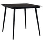 Garden Dining Table Black 80x80x74 cm Steel and Glass
