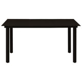 Garden Dining Table Black 150x80x74 cm Steel and Glass