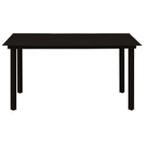 Garden Dining Table Black 150x80x74 cm Steel and Glass - Front View