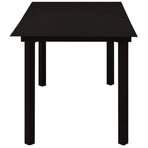 Garden Dining Table Black 150x80x74 cm Steel and Glass