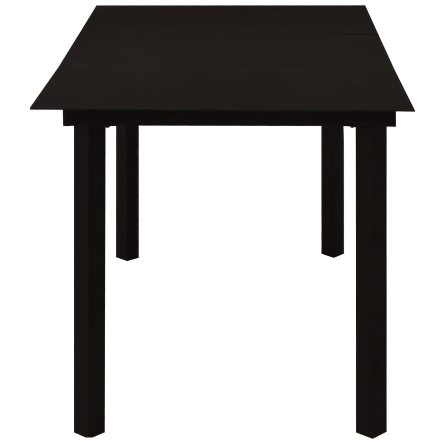 Garden Dining Table Black 150x80x74 cm Steel and Glass