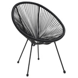 Garden Moon Chairs 2 pcs Rattan Black - Front View