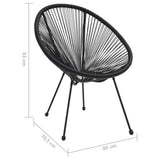 Garden Moon Chairs 2 pcs Rattan Black - Close-Up Angle
