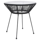 Garden Dining Table Black ?70x74 cm Rattan and Glass