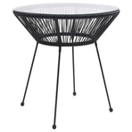 Garden Dining Table Black ?70x74 cm Rattan and Glass