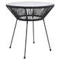 Garden Dining Table Black ?70x74 cm Rattan and Glass