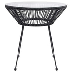 Garden Dining Table Black ?70x74 cm Rattan and Glass
