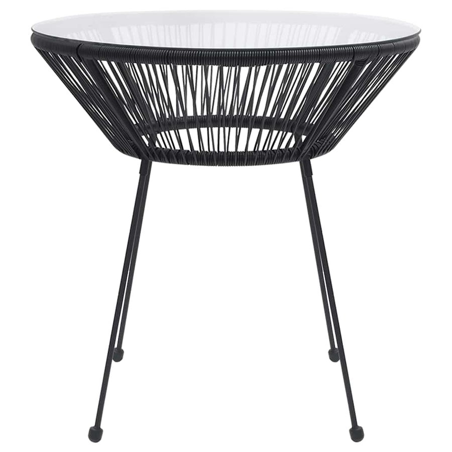 Garden Dining Table Black ?70x74 cm Rattan and Glass