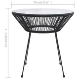Garden Dining Table Black ?70x74 cm Rattan and Glass