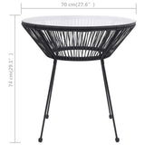 Garden Dining Table Black ?70x74 cm Rattan and Glass