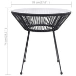 Garden Dining Table Black ?70x74 cm Rattan and Glass