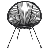 3 Piece Outdoor Dining Set PVC Rattan Black - 45-Degree Angle