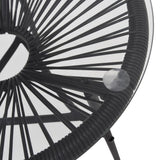 3 Piece Outdoor Dining Set PVC Rattan Black - Close-Up Angle