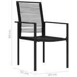 Garden Chairs 2 pcs PVC Rattan Black - Low Angle