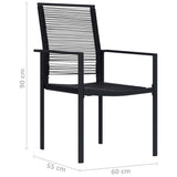 Garden Chairs 4 pcs PVC Rattan Black - Low Angle