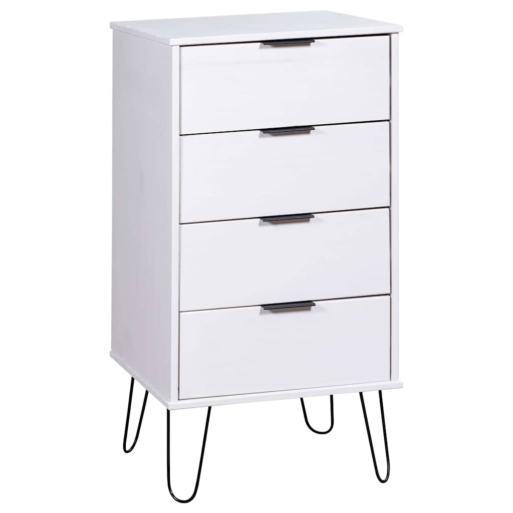 Drawer Cabinet White 45x39.5x90.3 cm Solid Pine Wood