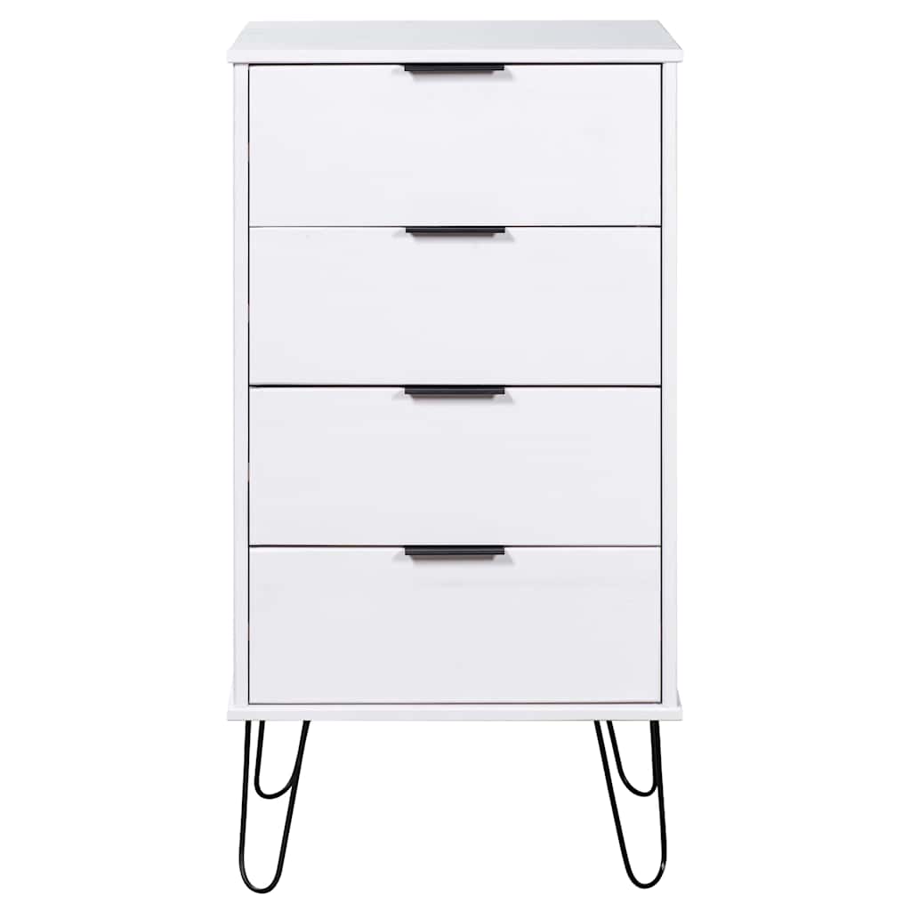 Drawer Cabinet White 45x39.5x90.3 cm Solid Pine Wood