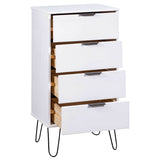 Drawer Cabinet White 45x39.5x90.3 cm Solid Pine Wood - Side View
