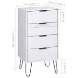 Drawer Cabinet White 45x39.5x90.3 cm Solid Pine Wood - Rear View