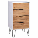 Drawer Cabinet Light Wood and White 45x39.5x90.3 cm Pine Wood