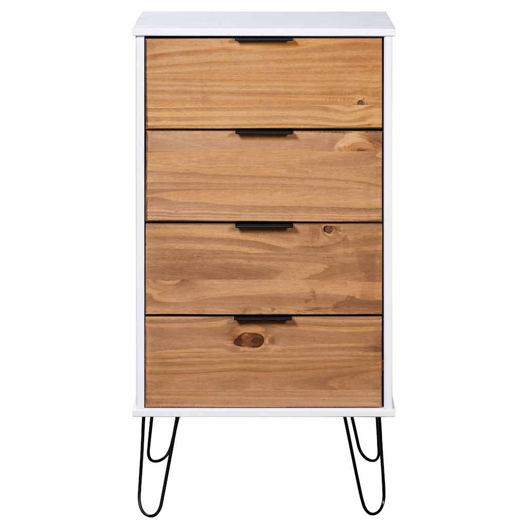 Drawer Cabinet Light Wood and White 45x39.5x90.3 cm Pine Wood