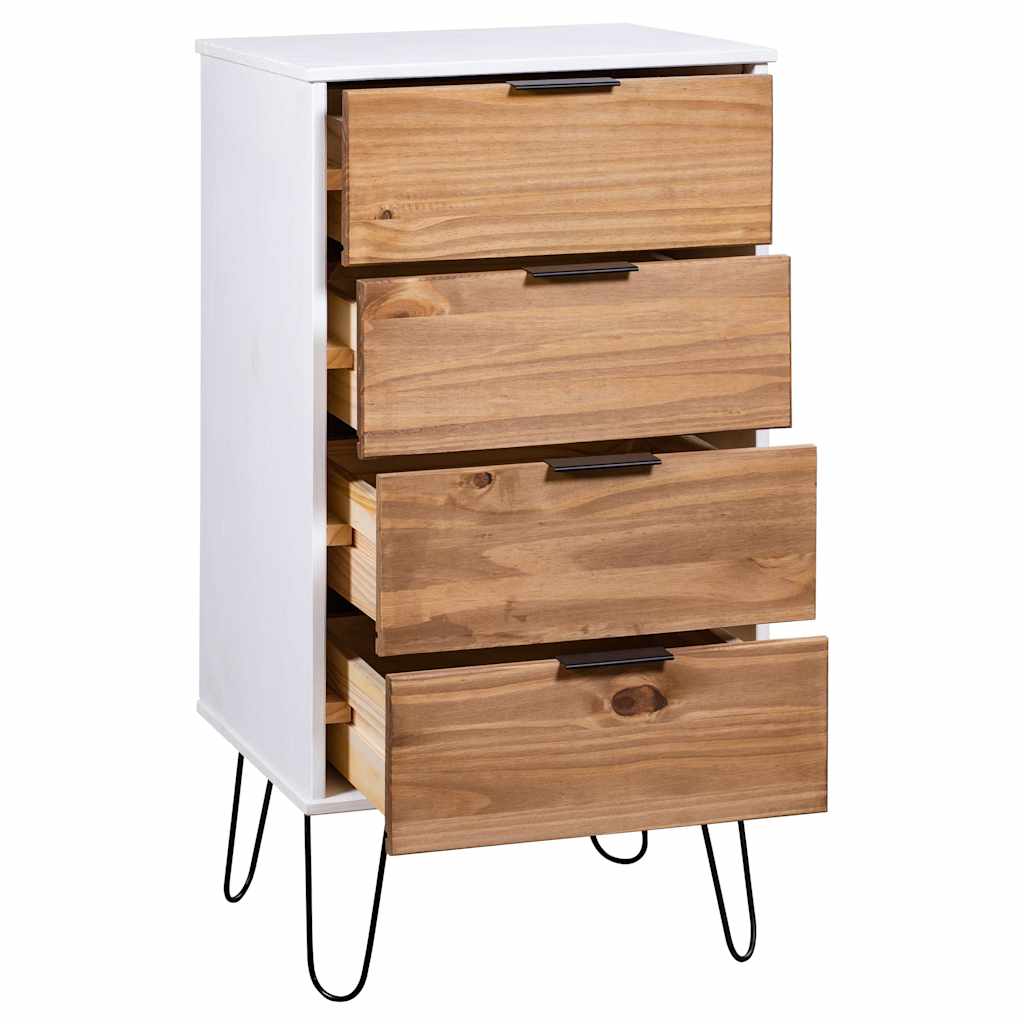 Drawer Cabinet Light Wood and White 45x39.5x90.3 cm Pine Wood