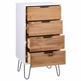 Drawer Cabinet Light Wood and White 45x39.5x90.3 cm Pine Wood