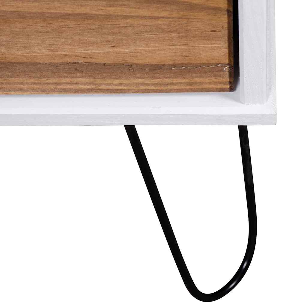Drawer Cabinet Light Wood and White 45x39.5x90.3 cm Pine Wood