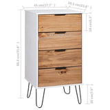 Drawer Cabinet Light Wood and White 45x39.5x90.3 cm Pine Wood - Rear View