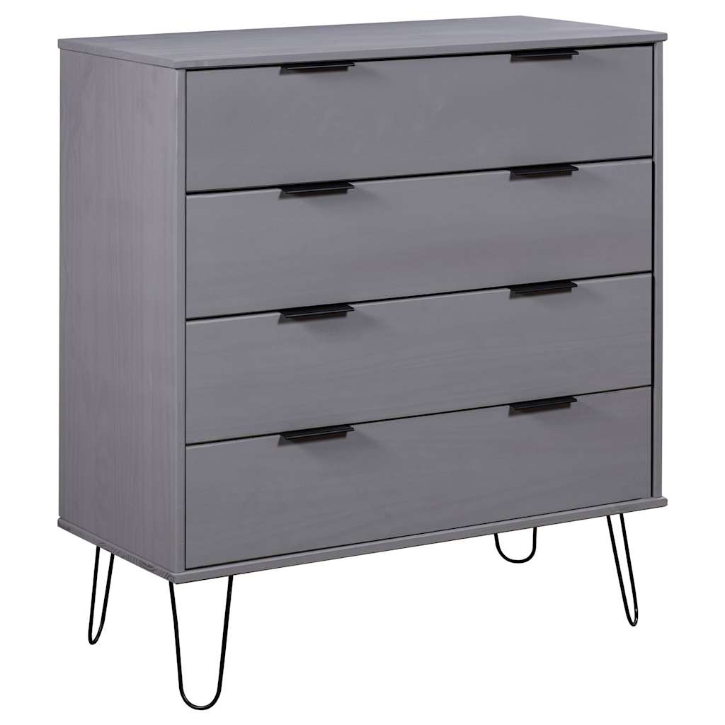 Drawer Cabinet Grey 76.5x39.5x90.3 cm Solid Pine Wood