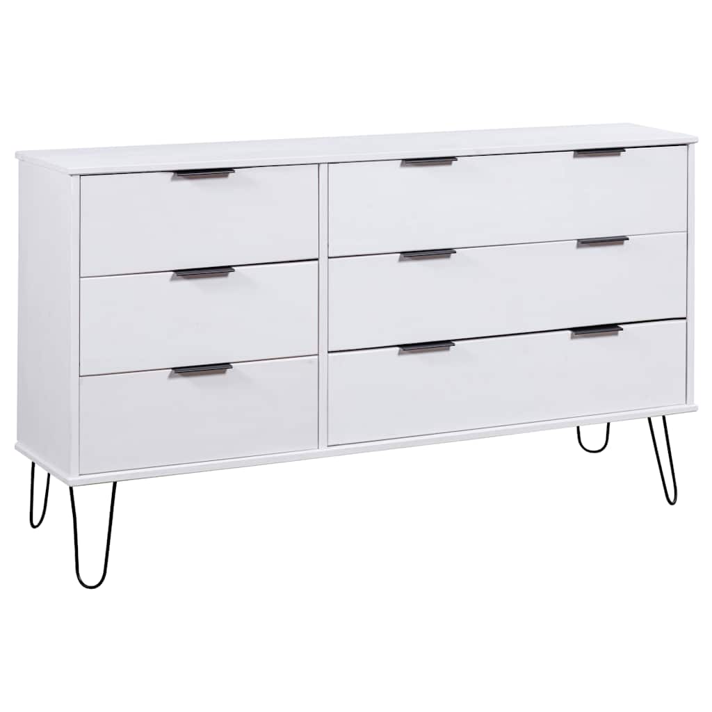 Drawer Cabinet White 119.3x39.5x73.6 cm Solid Pine Wood