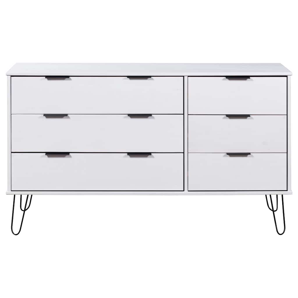 Drawer Cabinet White 119.3x39.5x73.6 cm Solid Pine Wood
