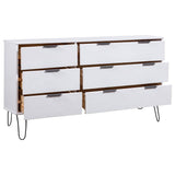 Drawer Cabinet White 119.3x39.5x73.6 cm Solid Pine Wood - Side View