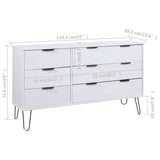 Drawer Cabinet White 119.3x39.5x73.6 cm Solid Pine Wood - Rear View