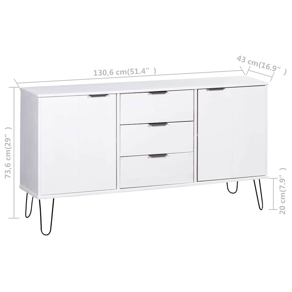 Sideboard "New York" White Solid Pine Wood