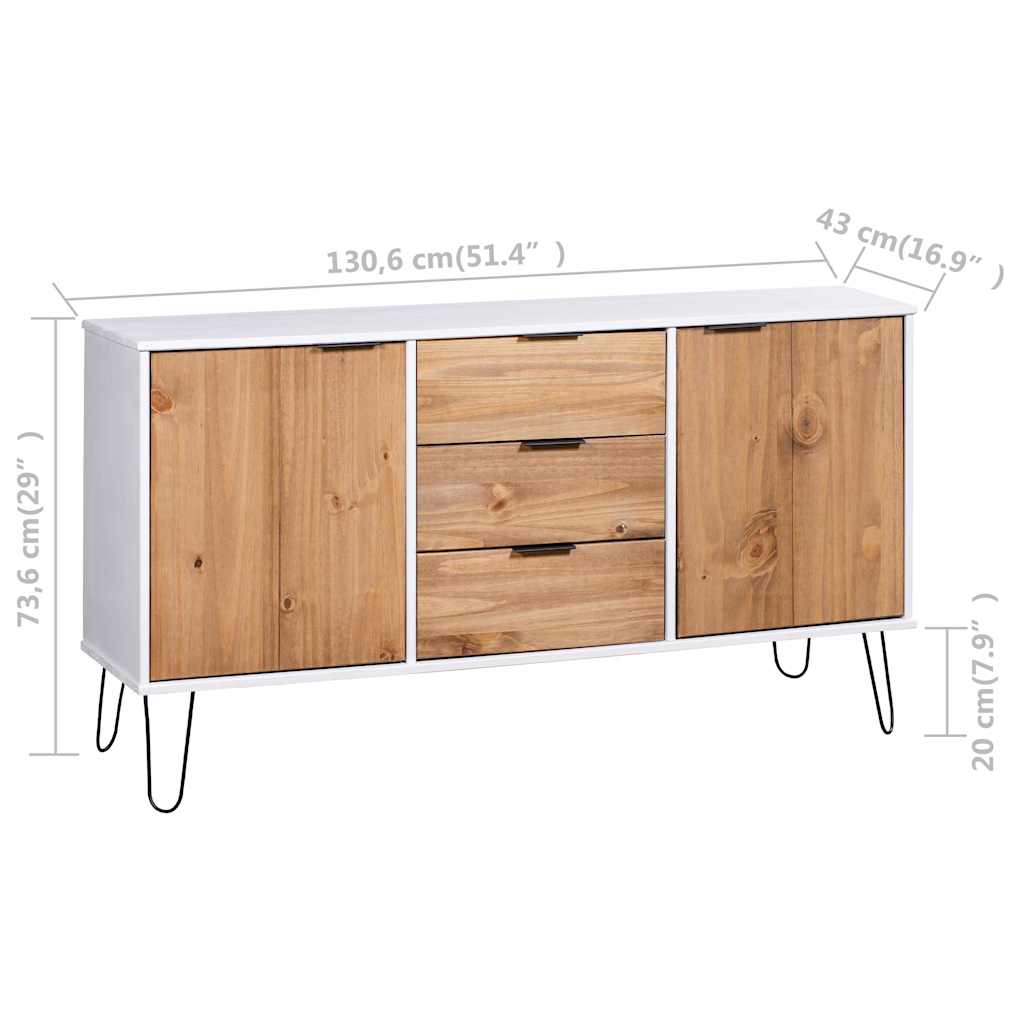Sideboard New York 130,6 x 43 x 73,6 cm Solid pine wood