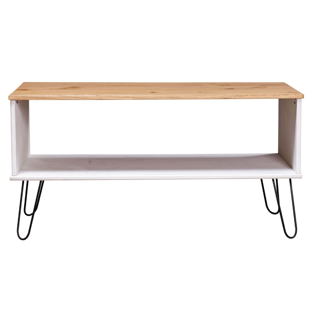 Coffee Table "New York" White and Light Wood Solid Pine Wood