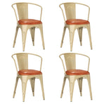 Dining Chairs 4 pcs Brown Real Leather