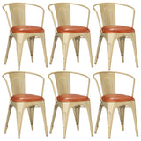 Dining Chairs 6 pcs Brown Real Leather