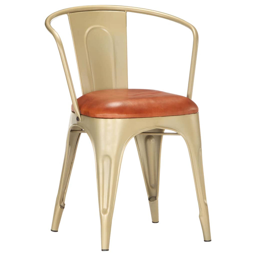 Dining Chairs 6 pcs Brown Real Leather